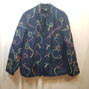 Koret Cotton Blend Embroidered Festive Pastel Jacket Size 18W